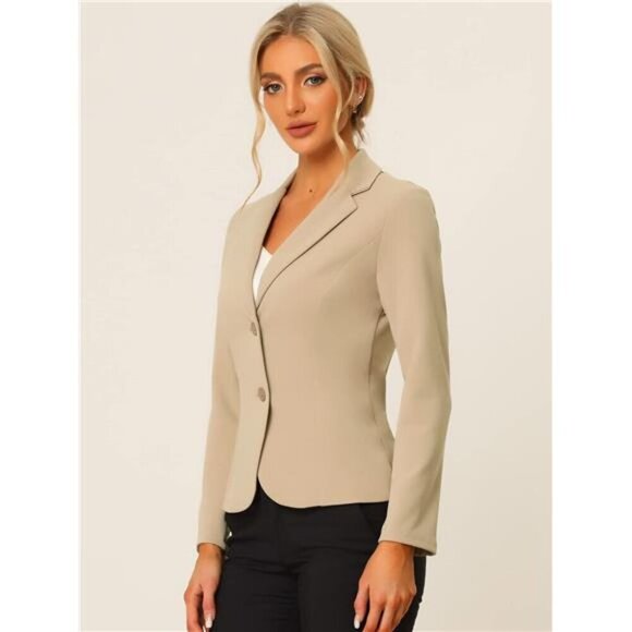 Women's Blazer Stretch Jacket Suit Khaki - Picture 2 of 5
